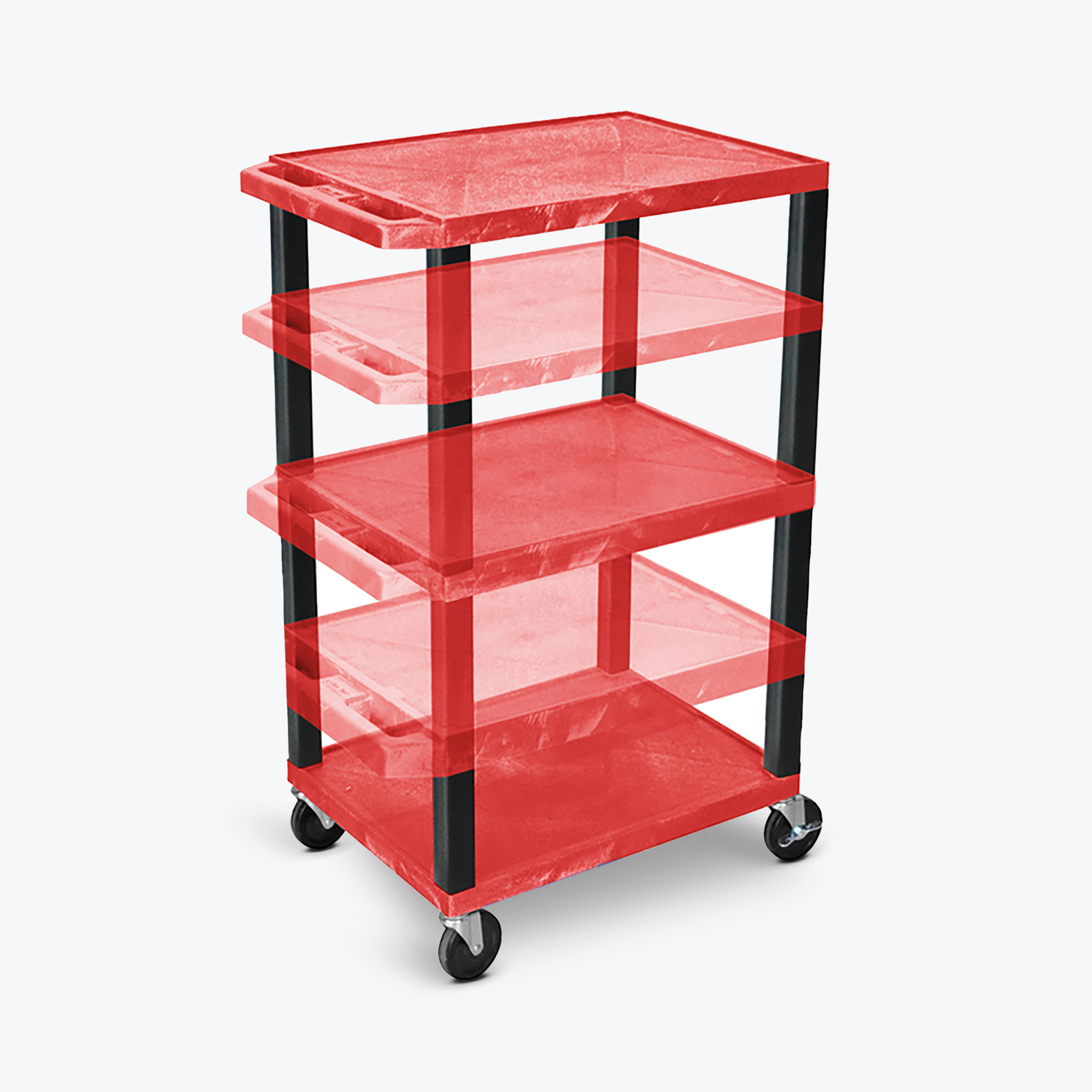 Luxor Multi-Height AV Cart — 3 Shelves, 16in.â€“42in. Adjustable Height, Black Legs, Model# WT1642RE-B